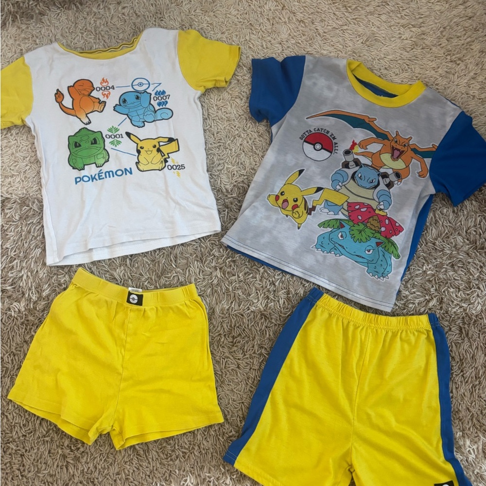 Pokemon Kids Pajama Sets - Yellow, Blue, White